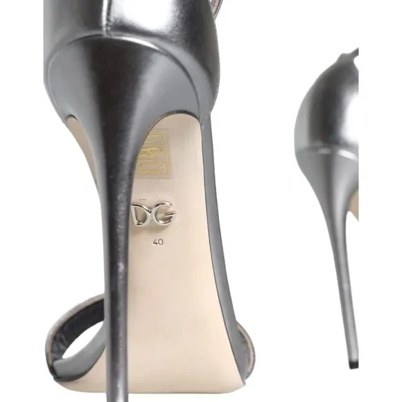 Dolce & Gabbana Silver KEIRA Heels Ankle Strap Sandals Shoes